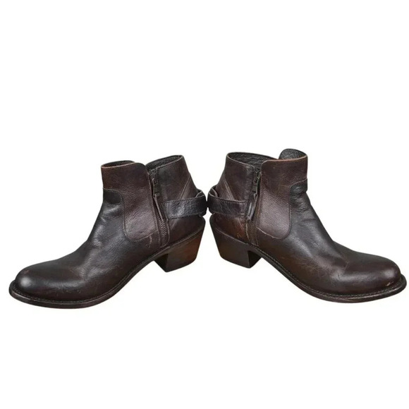 JB Dillon Women’s Western Brown Leather Short Ankle Boots Buckle Zip Size 7.5 B - Picture 5 of 14